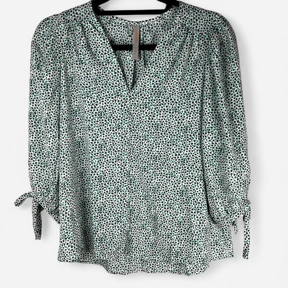 Renee C Tops - Renee C - Women's splash/dot print polyester blouse with tie sleeves in size S